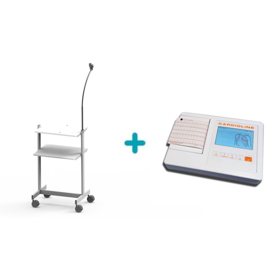 Zestaw Przenośny aparat EKG ECG 100L + Stolik pod aparaturę medyczną