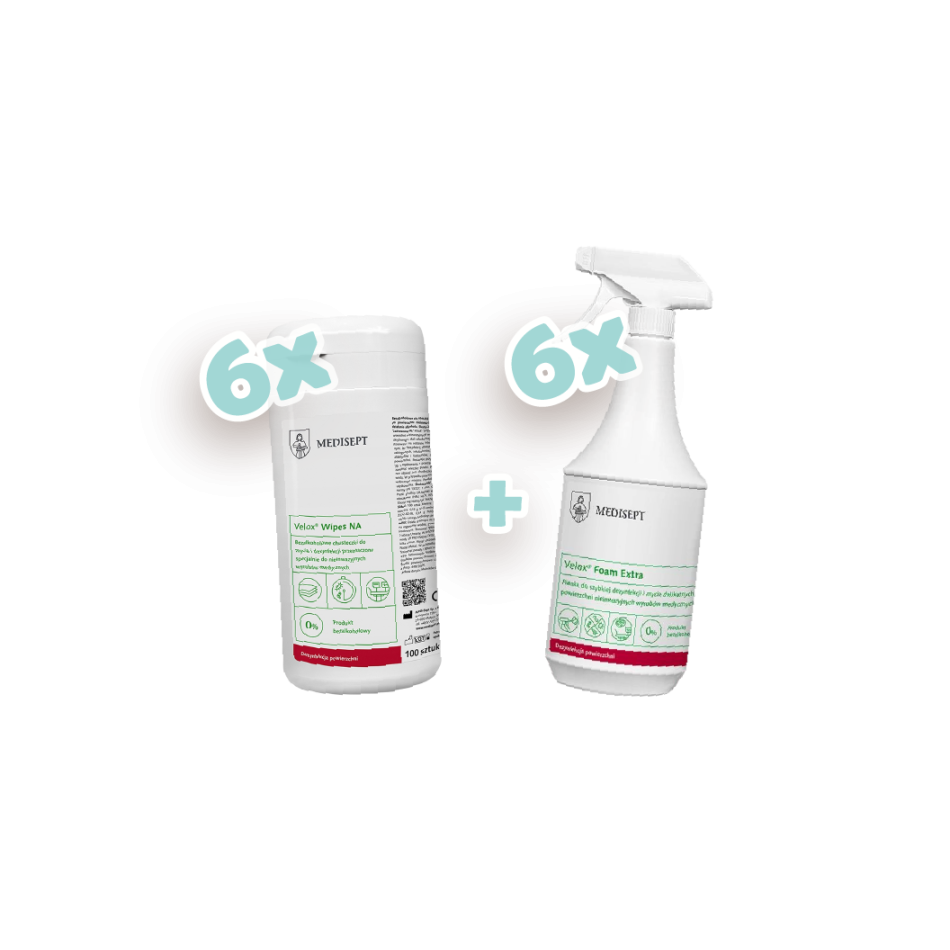 6 sztuk Velox Foam Extra + 6 sztuk Velox Wipes NA