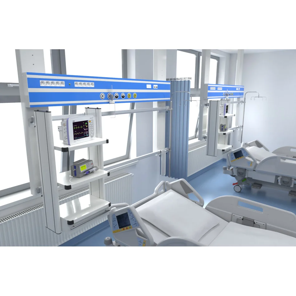 Panel nadłózkowy - Jednostka Zaopatrzenia Medycznego Panel 2000 zamontowany w szpitalu nad łóżkiem pacjenta