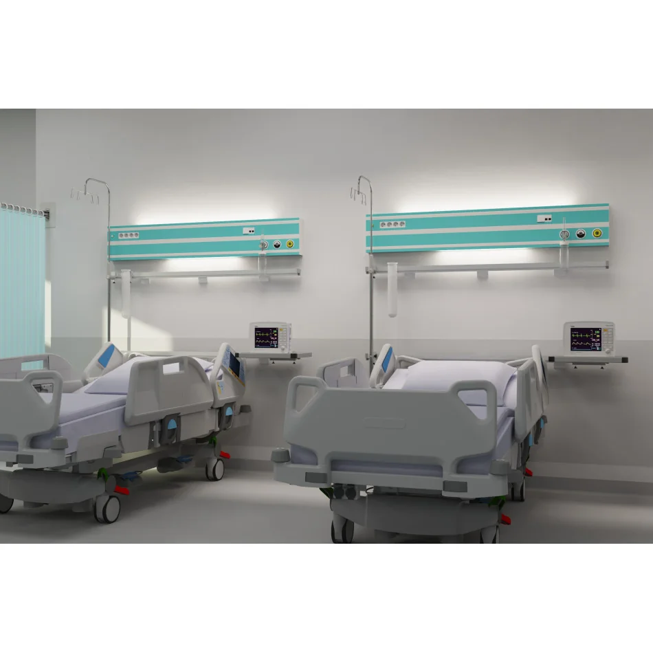 Panel nadłózkowy - Jednostka Zaopatrzenia Medycznego Panel 2000 zamontowany w szpitalu nad łóżkiem pacjenta