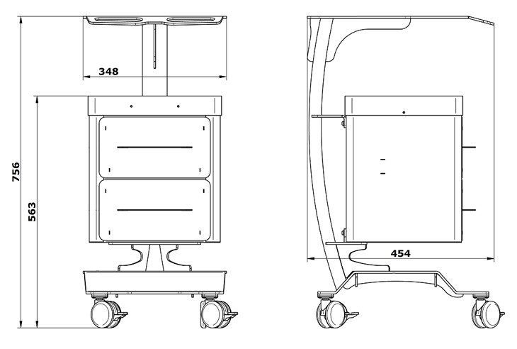 Wózek pod aparaturę medyczną QUBIQ - dane techniczne