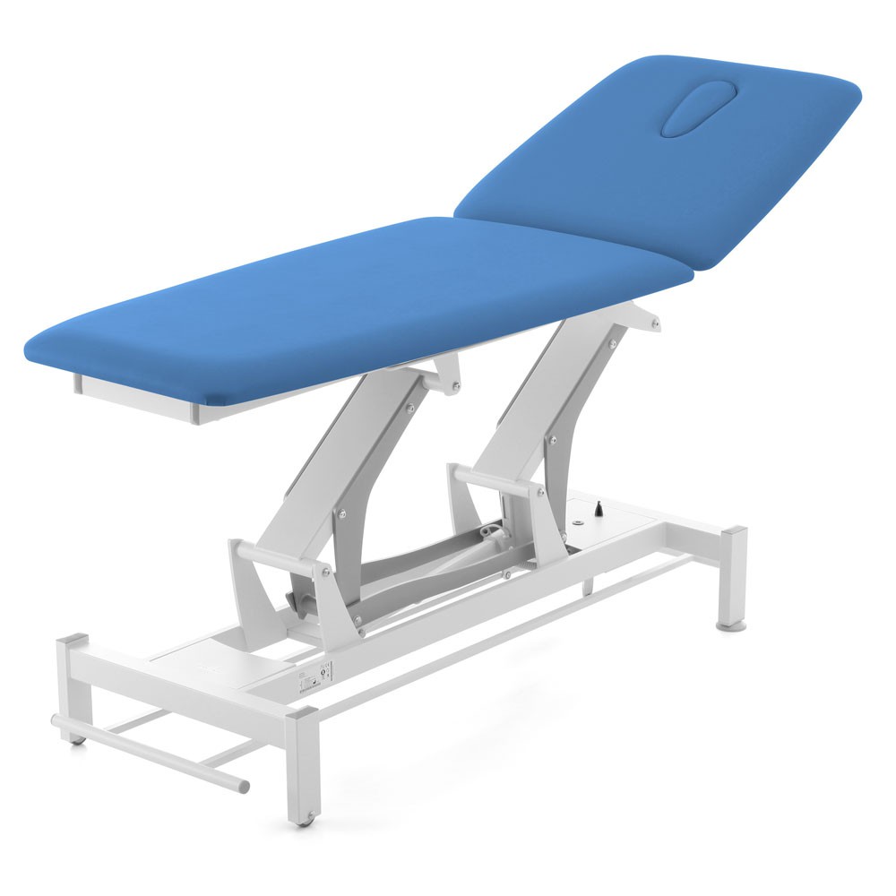 Dwusekcyjny stół do rehabilitacji i badań USG - Terapeuta E-S2.F4 kolor niebieski