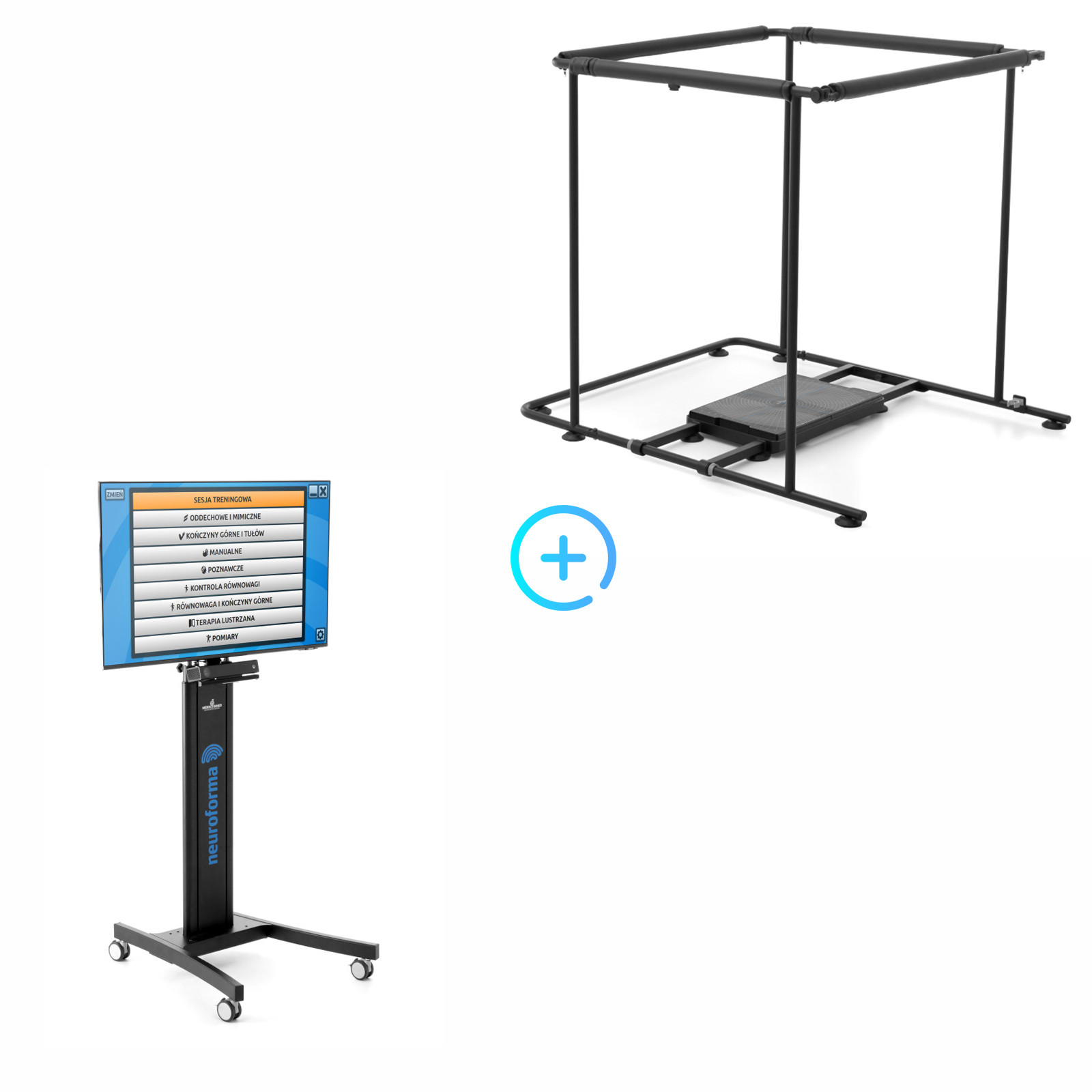 KONTROLA RÓWNOWAGI - bezprzewodowa platforma posturograficzna z monitoringiem parametrów rónowagi i składaną barierką asekuracyjną oraz bezterminową licencją,