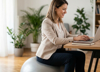 Siedzenie na piłce przy biurku – fakty i mity o aktywnym siedzeniu